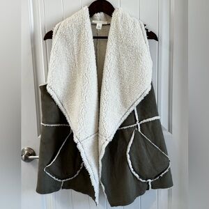 Caslon Olive and Cream Teddy Jacket